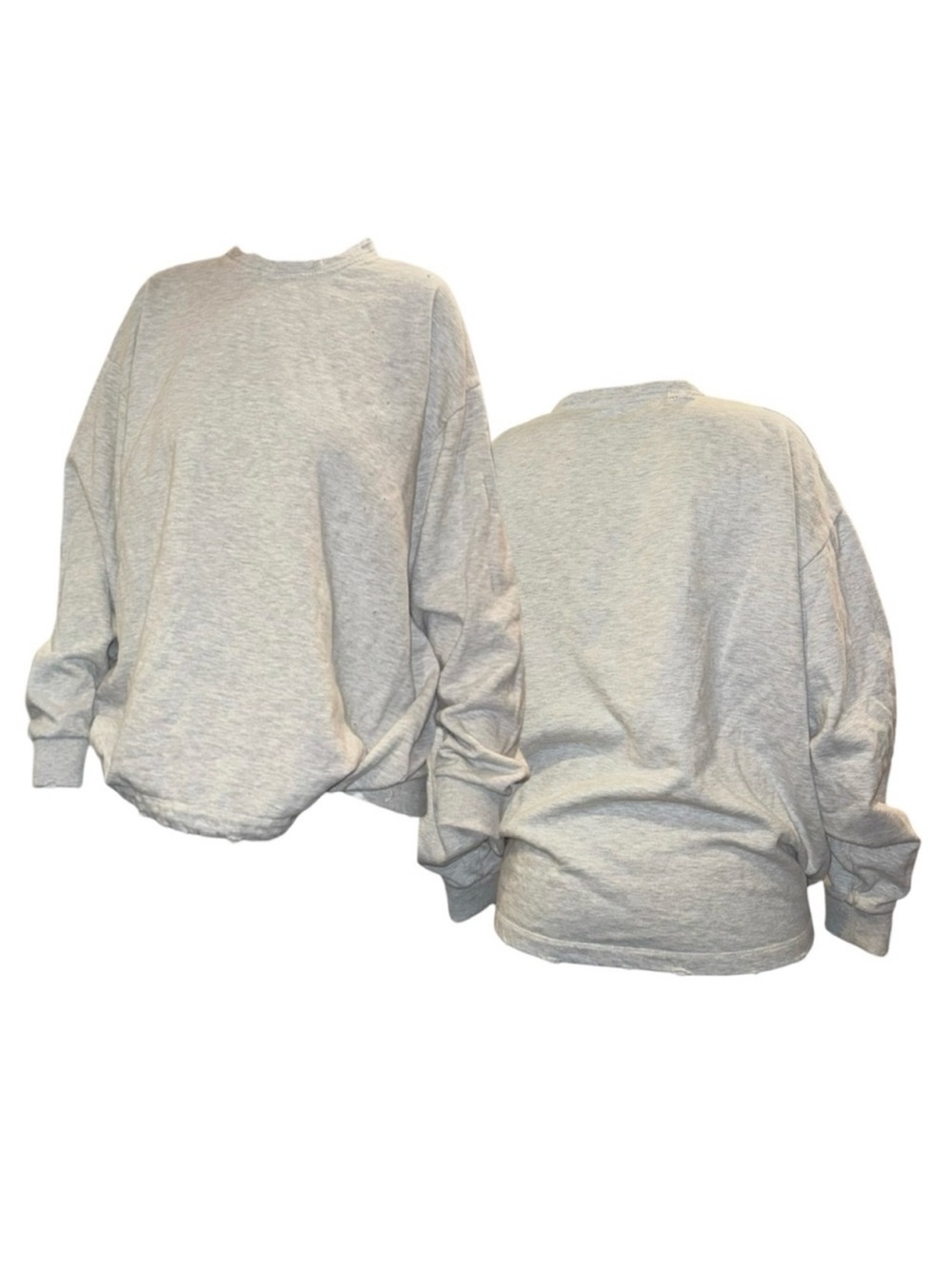 Light Gray Distressed Oversized Crewneck Sweatshirt